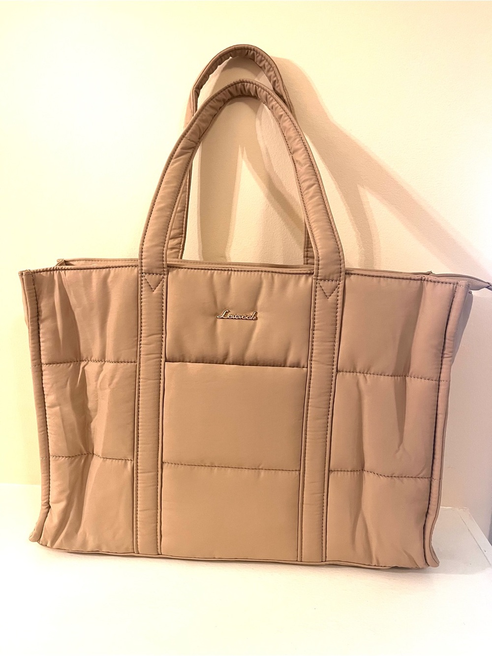Beige Quilted Computer/Tote Bag